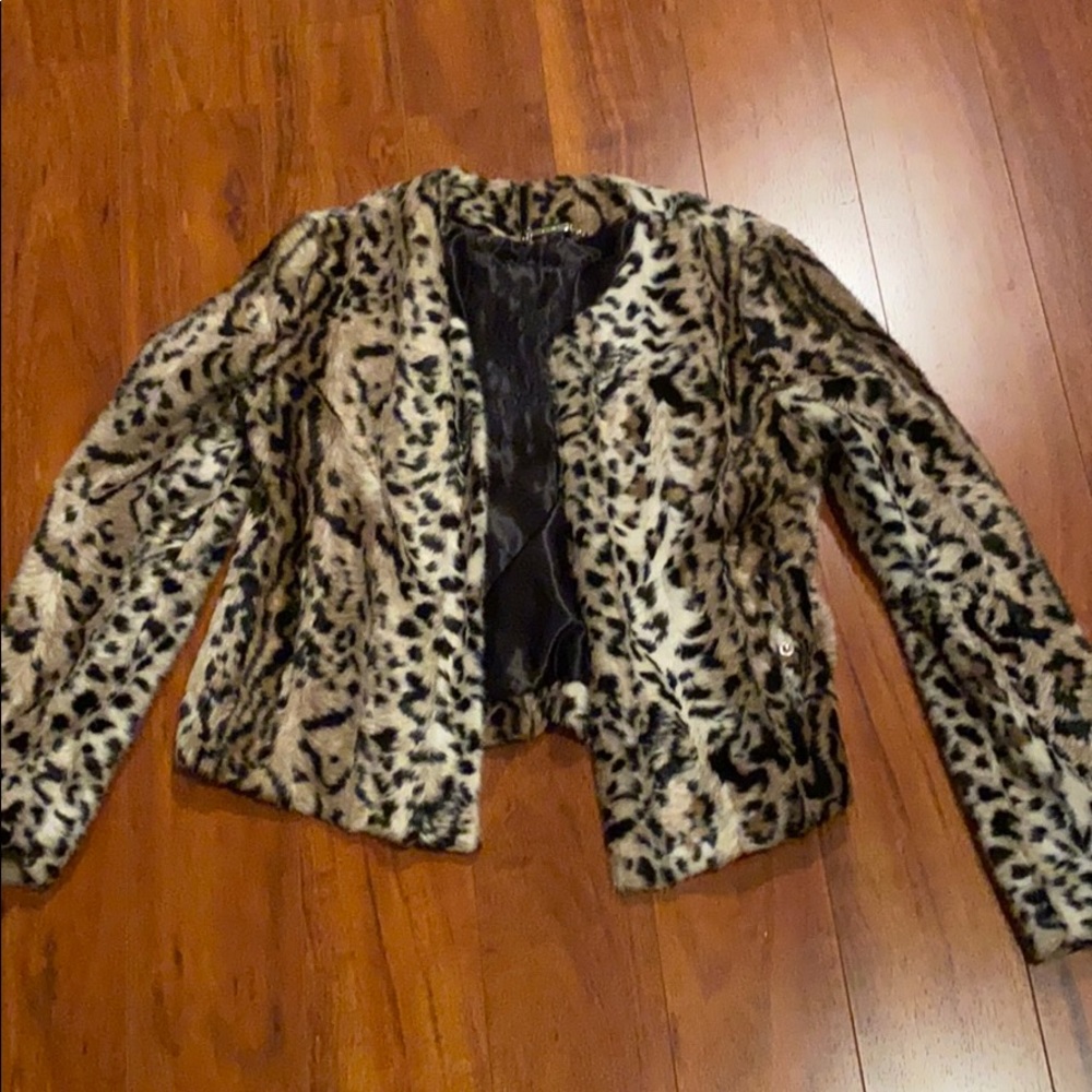 Express leopard fur jacket size S fit 0-4